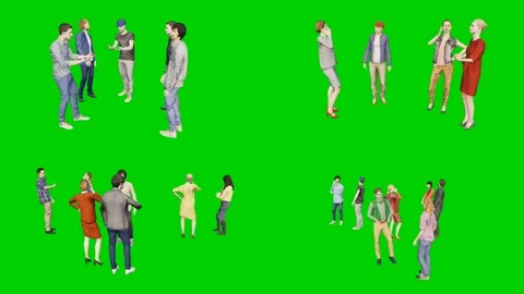 3d people man on green screen scattered crowd moves freely in casual summer Stock Footage 334702126