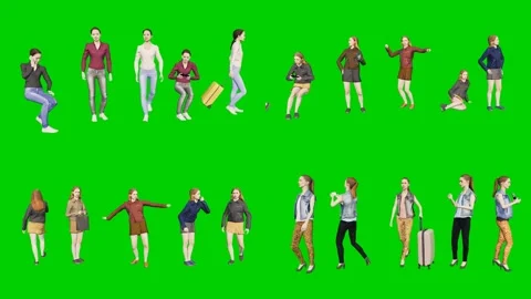 3d people man on green screen scattered ground and standing in casual summer Stock Footage 334702366