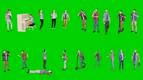 3d people man on green screen with boxes stand and gesture in casual attire Stock Footage 334702369