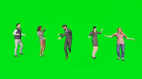 3d people man on green screen Women in hijabs and casual wear walk together 库存影片 334702502