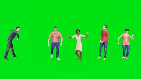 3d people man on green screen Celebration dance party happens with excited Stock Footage 334702551