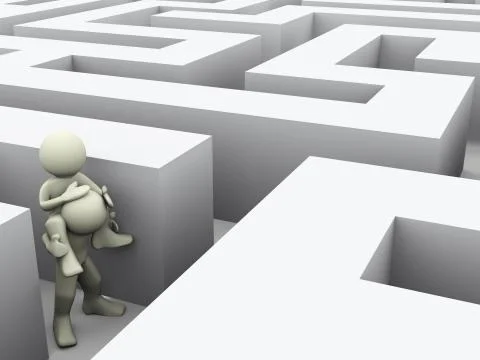 3d people in maze Stock Illustration