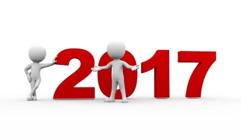 3d people new year 2017 welcome Stock Illustration