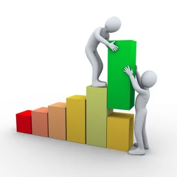 3d people progress bars teamwork Stock Illustration