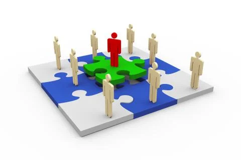 3d people on puzzle Stockillustratie