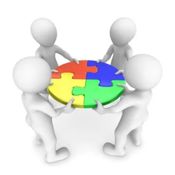 3d people with puzzle, teamwork concept Stock Illustration