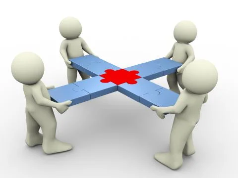 3d people puzzle teamwork イラスト素材