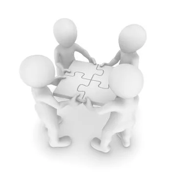 3d people with puzzle, teamwork Stock Illustration