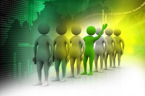 3d people in queue Illustrazione stock