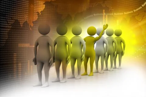 3d people in queue Illustrazione stock