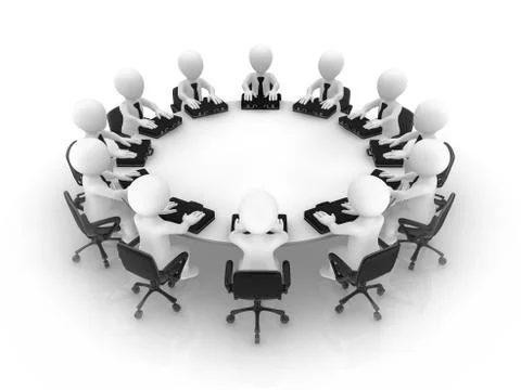 3d people at a round table. Teamwork concept, 3d rendering. Stock Illustration