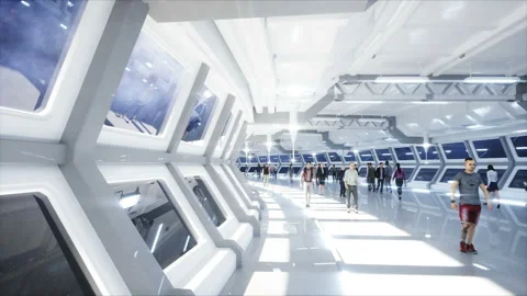 3d people in Sci fi tonnel. Traffic. Concept of future. Realistic 4K animation. 스톡 동영상 110945413