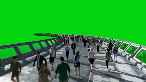 3d people in Sci fi tonnel. Traffic. Concept of future. Green screen footage Vídeos de archivo 110956688