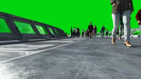 3d people in Sci fi tonnel. Traffic. Concept of future. Green screen footage Stockbeeldmateriaal 110956785