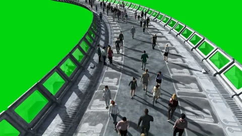 3d people in Sci fi tonnel. Traffic. Concept of future. Green screen footage Stock Footage 110957074