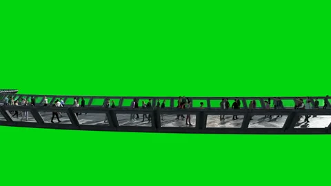 3d people in Sci fi tonnel. Traffic. Concept of future. Green screen footage Vídeos de archivo 110957204