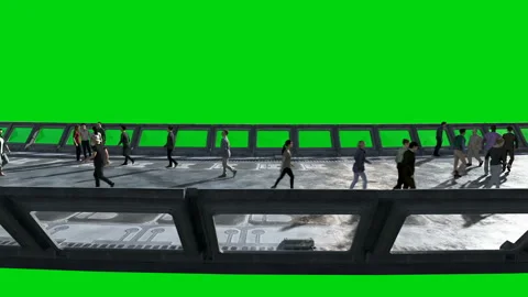 3d people in Sci fi tonnel. Traffic. Concept of future. Green screen footage Video stock 110958011