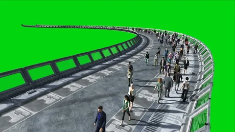3d people in Sci fi tonnel. Traffic. Concept of future. Green screen footage Vidéo 110959124
