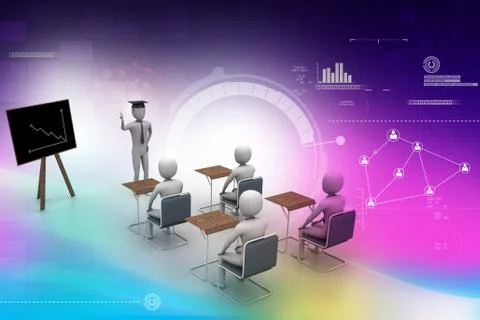 3d people studying Stock Illustration