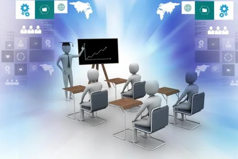 3d people studying Stock Illustration