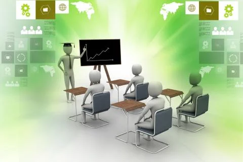 3d people studying Stock Illustration