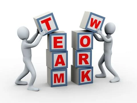 3d people teamwork boxes Stock Illustration