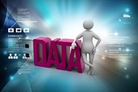 3d people with usb in color background Stock Illustration