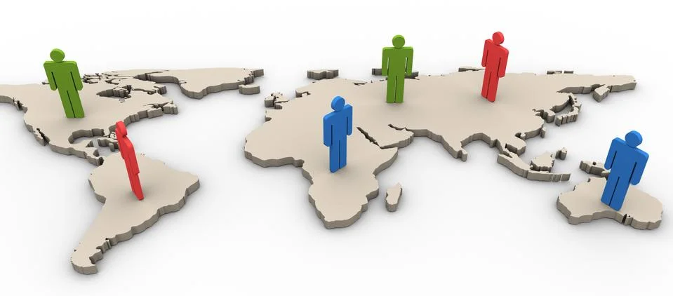 3d people on the worldmap Stock Illustration