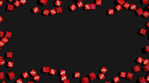3D Percent Cube from Four Sides, Special Sale Offer, Percentage Boxes Dynamic Stock Illustration