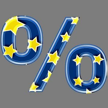 3d percent sign with star pattern Stock Illustration