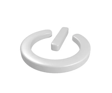 3D perfect metal power button. 3D rendering Ilustração Stock