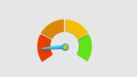 3D performance meter with color zones showing high level, representing grow.. Stock Footage 310602336