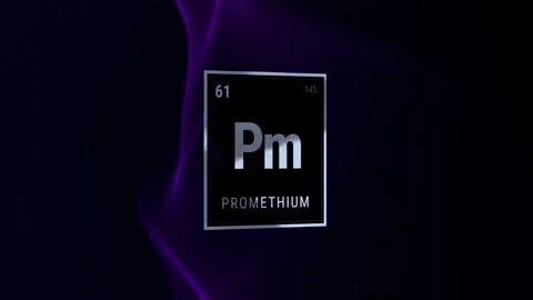 3D Periodic Table Element Promethium on Dark Abstract Background 库存影片 335881313