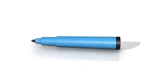 3D Permanent Marker Pen on a Reflective White Floor. 3D Marker Animation. 4K Stock Footage 287731525