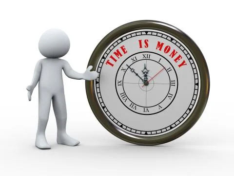 3d person and clock Stock Illustration