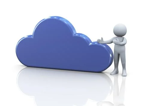 3d person and cloud computing Illustrazione stock