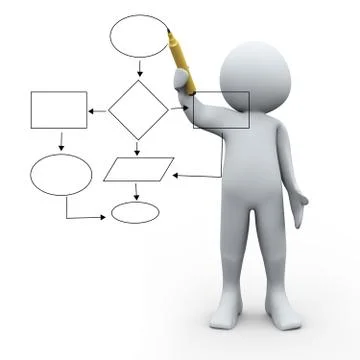 3d person and flow chart Stock Illustration