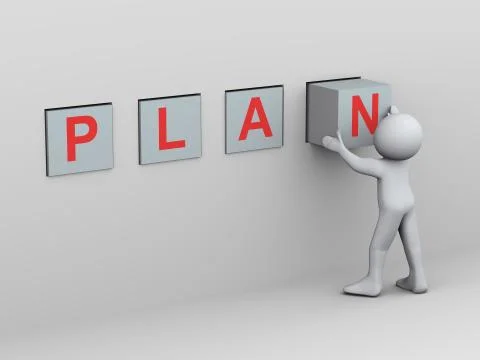 3d person and plan cubes Stock Illustration