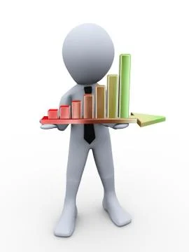 3d person and progress bars Stock Illustration