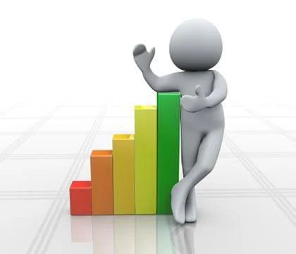 3d person and progress bars Stock Illustration