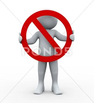 3d person and stop sign Stock Illustration