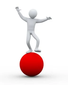 3d person balancing on ball Stock Illustration