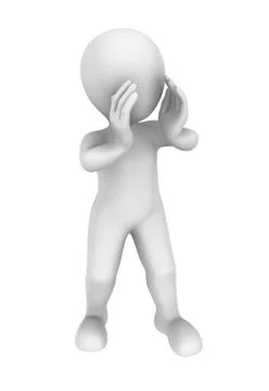 3d person calls using hands. 3d illustration. Stock Illustration