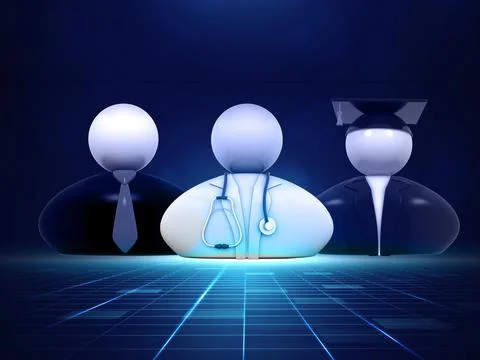 3d person with different professions Stock Illustration