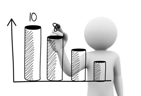 3d person drawing 3d progress bar chart Stock Illustration