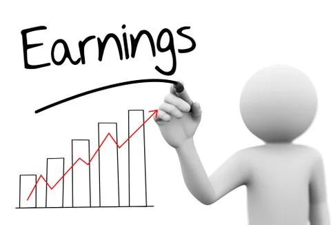 3d person drawing earning progress bar graph Stock Illustration