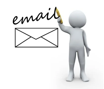 3d person drawing email envelop Stock Illustration