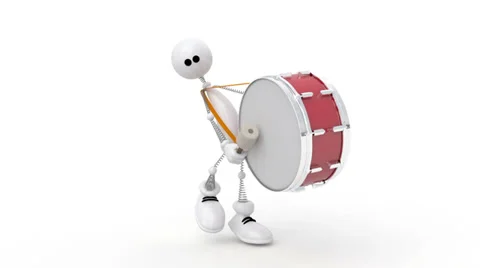 The 3D person with a drum. Stock Footage 33697483