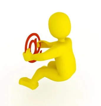 3d person with e-mail sign over white Stock Illustration