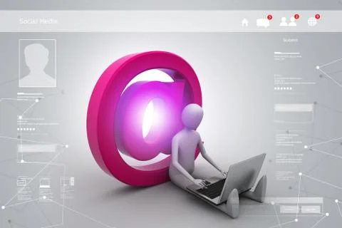 3d person e mail symbol Stock Illustration